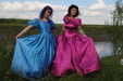 view details of set gm-4m016, Isabeau and Lady Jennifer meet the mud in gorgeous gowns